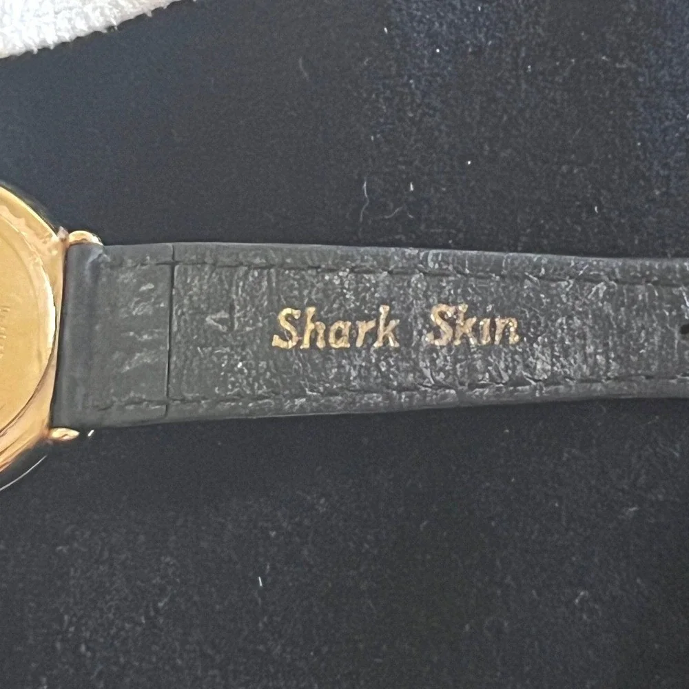 Vintage Giorgio Beverly Hills Watch Men Black Good Shark Skin Strap Swiss Made